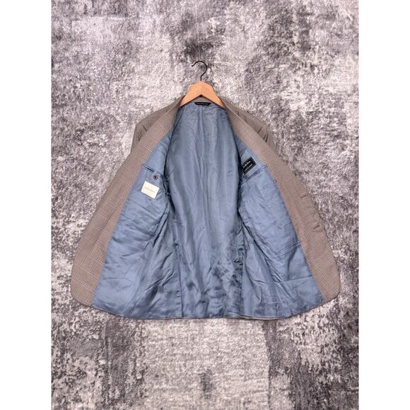 Samuelsohn Sport Coat 42 R Mens Silk Wool Herringbone Check Plaid Jacket - Picture 8 of 11